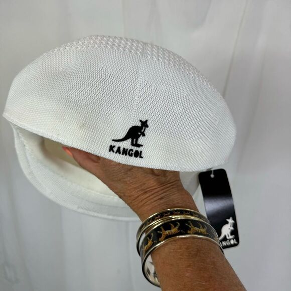 NEW Kangol Kangaroo White Knitting Mesh Vent Air Retro Flat Beret Style 0290 XL - Picture 7 of 9